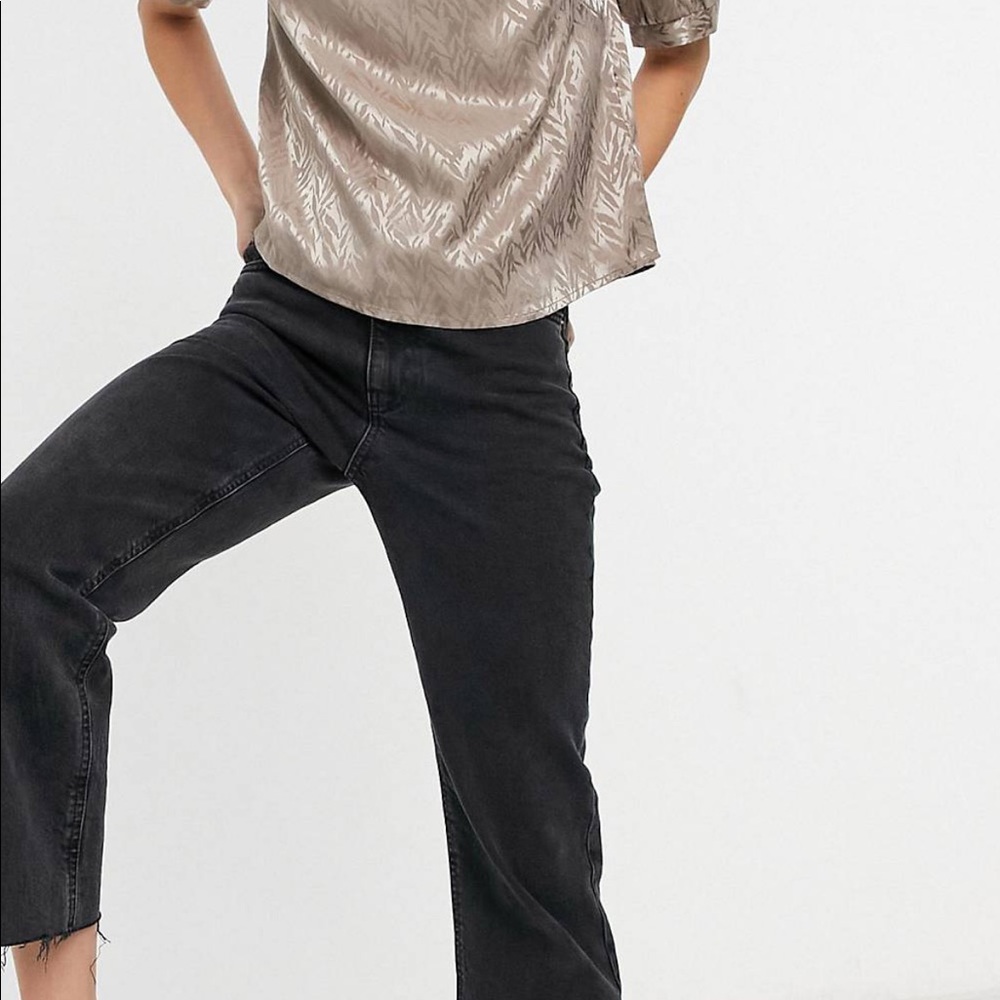 Puff sleeve taupe silk blouse